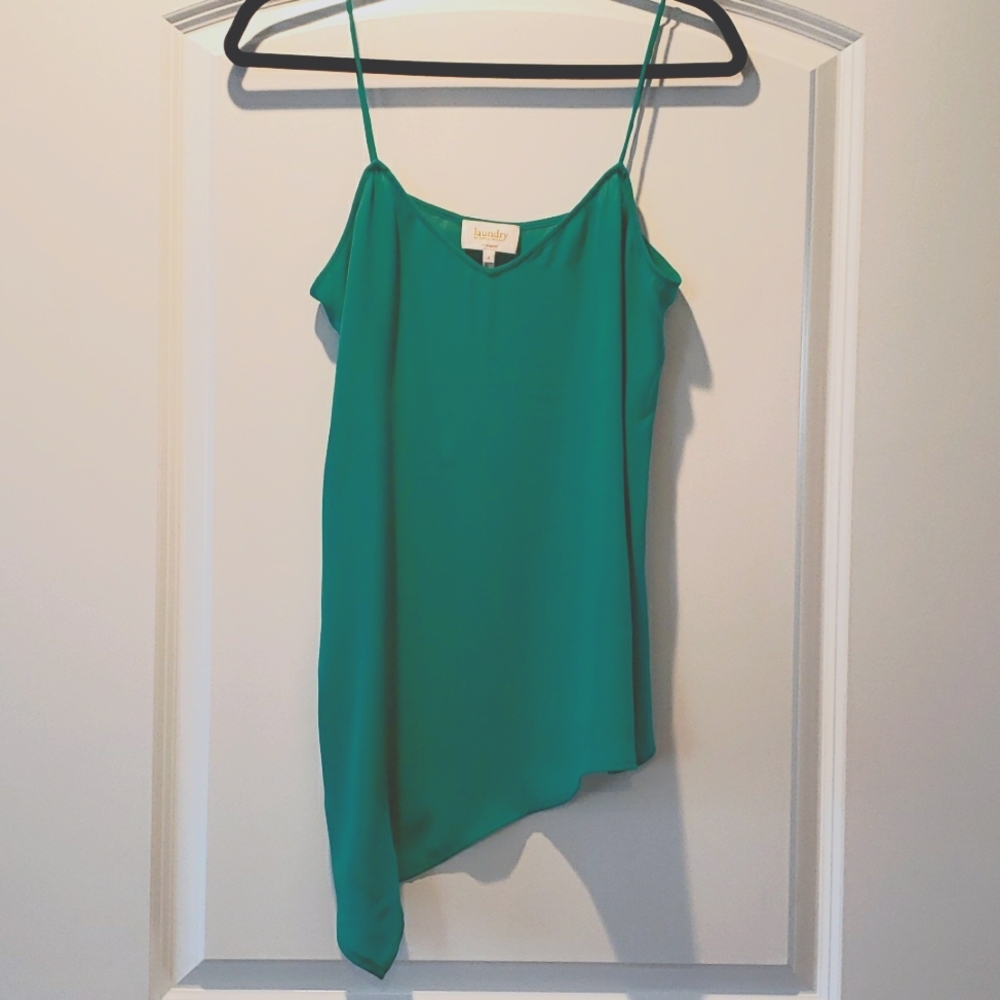 Green asymmetrical dressy tank